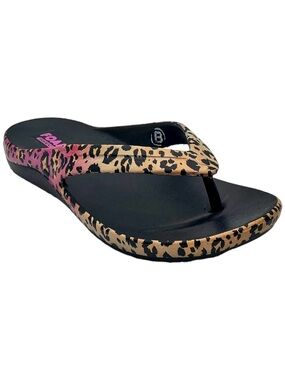 Skechers Women's Leopard Print Flip-Flop Sandal Wild kitten Foamies Bay Breeze